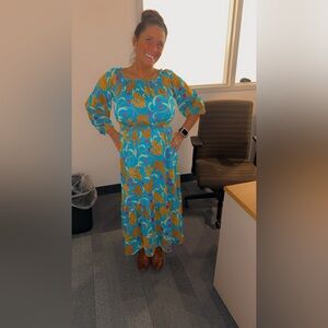 Floral Blue and Orange Dress